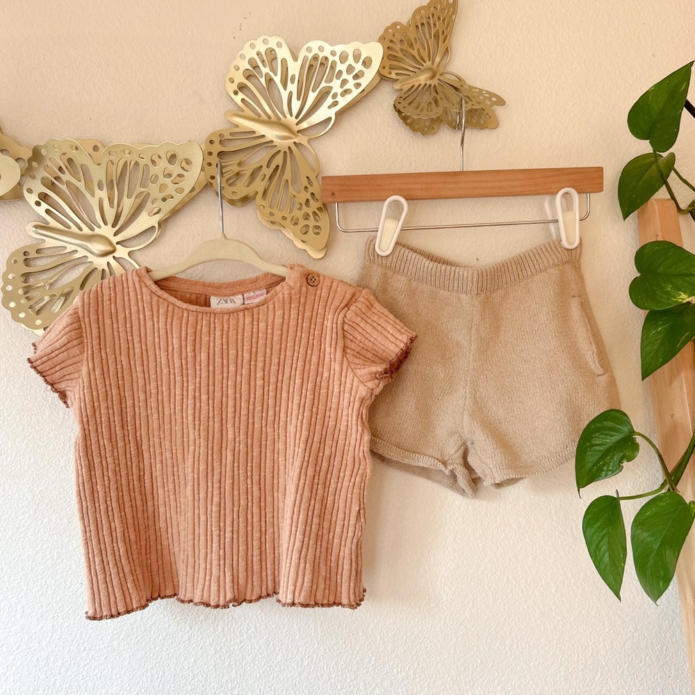 Zara Coral Knit Short Sleeve